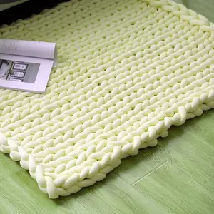Thick Knitted Blanket Polyester Handmade Crocheted Throw for Bed Sofa Chair Winter Warm Thick Home Decor Blankets