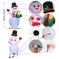 Bonhomme de neige gonflable géant de 1.5m, lumière LED, décorations de fête de Noël en plein air