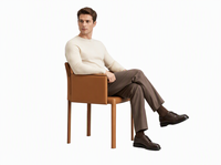 Chaise de salle à manger contemporaine en cuir pleine fleur avec accoudoirs, idéale pour le bureau et la maison, modèle pour salle informatique