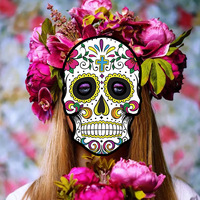 Masques en papier pour la fête d'horreur du Día de Muertos et d'Halloween, vente en gros et sur mesure, nouveaux styles transfrontaliers.