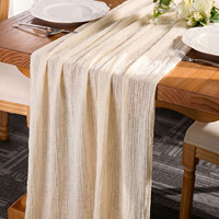 Lot de 6 chemins de table en gaze de coton ivoire de 3,05 m (10 pieds), 35x120 pouces, réutilisables, lavables et durables pour mariages, fêtes et événements