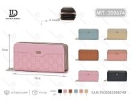 Cartera de mujer con doble cremallera, tamaño grande, de microfibra y cuero sintético, estilo minimalista - Product Image 1