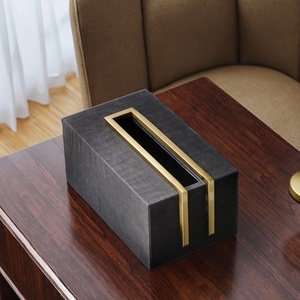 Nueva Llegada: Cubierta de Caja de Pañuelos de Cuero PU de Alta Gama, Moderna Caja de Almacenamiento de Papel para Escritorio, Set de Caja de Servilletas con Diseño Sofisticado para el Hogar y el Coche FRINS - Product Image 3
