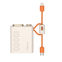Banco de Energía Portátil Miccell de 10000 mAh con Cable USB-C/L Integrado, Pantalla LED y Carga Rápida para iPhone, Android y Viajeros
