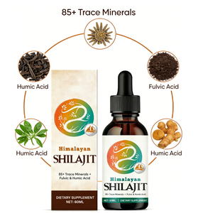 Gouttes liquides de Shilajit de l'Himalaya 60 ml, 85+ minéraux traces avec acide fulvique et humique, complément alimentaire naturel pour l'énergie et le soutien immunitaire - Product Image 6
