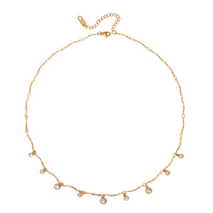 Collar de Cristal con Baño de Oro de 18K, Acero Inoxidable, Engaste de Diamantes de Imitación, Joyería para Uso Diario y Ocio - Product Image 5