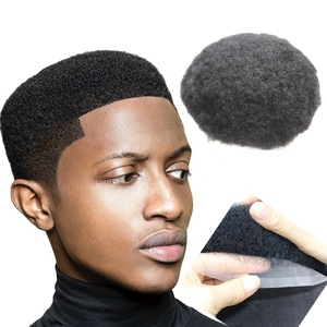 Pelucas de Encaje Completo con Rizo <span class=keywords><strong>Afro</strong></span> para Hombres Negros Unidades de Reemplazo Capilar para Hombres Afroamericanos - Product Image 1