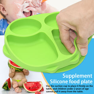 Bulaşık makinesinde yıkanabilir 100% gıda sınıfı silikon bölünmüş emme plakaları baykuş şekli bebek tabağı bebek ve yürümeye başlayan çocuk için - Product Image 5