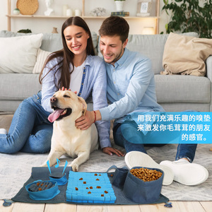 Interactive Dog Scenting Mat Blue Rectangle Indoor Training Toy For Pet Food Hiding And Smelling <b>Game</b> - Product Image 1