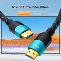 Câble 2.1 8K 60Hz 48 Gbps tressé avec gaine en nylon plaqué or pour TV, ordinateur portable, moniteur, projecteur