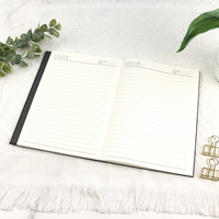 Planificateur noir A4 à couverture rigide personnalisé de haute qualité avec stratification mate douce au toucher Impression de cahier de Journal de réunion d'affaires