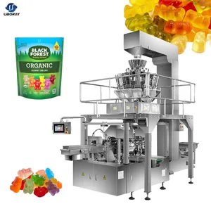 Máquina de embalagem para doce gummy, fechamento automático, saco com zíper, embalagem para doces