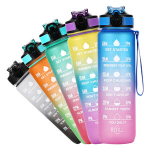 梯度运动1000毫升水瓶，带刻度透明塑料水杯，带绳索涂层风格，适合返校 - Product Image 2