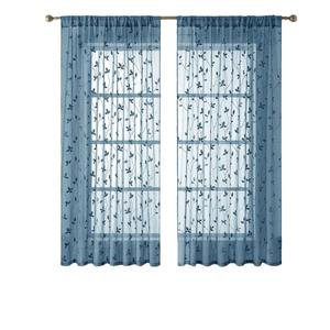 DaiRui Rideaux transparents <span class=keywords><strong>vert</strong></span> <span class=keywords><strong>sauge</strong></span> brodés à motif de feuilles avec poches en faux lin floral Rideaux de fenêtre en voile semi-transparent - Product Image 5