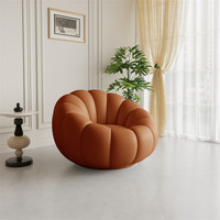 Canapé citrouille monoplace en cuir PU anti-griffures pour chat - Imperméable, anti-salissures, design minimaliste et moderne pour chambre, salon, balcon