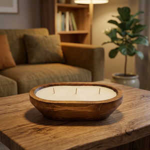 Porte-bougie ovale en bois de manguier fait main, récipient à bougie rustique en bois, décoration d'intérieur, pour mariage et fête, à prix abordable - Product Image 1