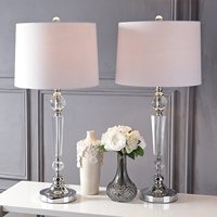 Lampe de table élégante en fer et tissu avec lumière blanc chaud, lampe de chevet moderne et contemporaine pour chambre à coucher, alimentation secteur.