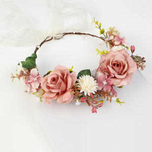 Nicro <span class=keywords><strong>มงกุฎ</strong></span><span class=keywords><strong>ดอกไม้</strong></span>สีพาสเทลแบบคาดผม,ที่คาดผมพวงมาลัย<span class=keywords><strong>ดอกไม้</strong></span>ปลอมสำหรับเจ้าสาวงานแต่งงานงานปาร์ตี้สไตล์โบฮีเมียน - Product Image 3
