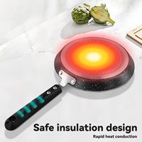 Poêle à frire noire antiadhésive avec poignée sûre au toucher froid, idéale pour les steaks, les crêpes et les œufs frits, ustensile de cuisson antiadhésif pour le petit-déjeuner, compatible four, chauffe uniformément