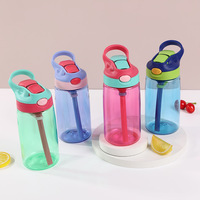 Tasse de dessin animé transparente pour enfants avec ensemble de paille tasse en plastique Portable mignon étudiant bec de canard tasse d'eau