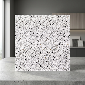 Carreaux de sol en céramique terrazzo de qualité supérieure 40x40cm, grès cérame émaillé gris clair pour intérieur - Product Image 1