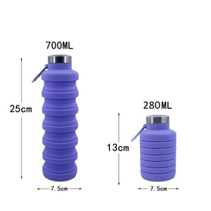 Botella Deportiva Plegable de Silicona de 700 ml, Libre de BPA, con Tapa de Acero Inoxidable, a Prueba de Fugas, para Beber Directamente, Reutilizable y Ligera - Product Image 3