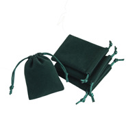 Pochettes rectangulaires en velours vert foncé imprimé avec cordon de serrage 8x10cm 5x7cm 10x15cm 13x18cm 9x12cm 7x9cm pour emballage de bijoux et boucles d'oreilles