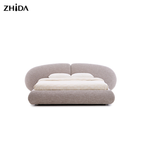 Ultimo Modello di <span class=keywords><strong>Letto</strong></span> <span class=keywords><strong>Matrimoniale</strong></span> di Lusso <span class=keywords><strong>con</strong></span> Testiera Curva, Design Semplice, Struttura in Legno, Rivestimento in Velluto, <span class=keywords><strong>con</strong></span> <span class=keywords><strong>Materasso</strong></span> per Adulti - Product Image 3