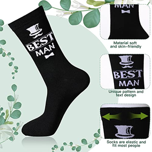 Chaussettes amusantes et originales pour hommes, cadeaux pour le marié et les témoins, pour la demande en mariage, 100% coton - Product Image 4