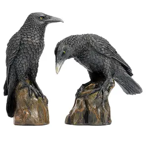 Panther Poly resin Mystic Night Raven Gothic Statuen, 15 cm, 2er-Set, Poly resin, Voll farbe