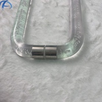 Poignées de porte en acier inoxydable de luxe en gros, type tube en cristal, porte en verre, Austin, nouvelles poignées de porte en forme de L transparentes argentées