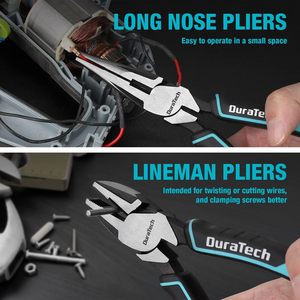 DuraTech Pliers Set Rolling Hand Cr-Ni Construction Joint Long Needle Nose Linesman Diagonal OEM - Product Image 5