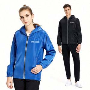 Vestes coupe-vent publicitaires personnalisées professionnelles en polyester pour hommes avec capuche - Product Image 3