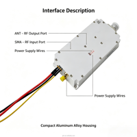 Module amplificateur de puissance RF VHF 136-174 MHz 50W à gain élevé 48 dB, amplificateur de signal avec antenne SMA pour systèmes radio bidirectionnels