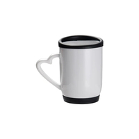 Vesub vente en gros sublimation noir 12oz tasses en céramique 360ml sublimation blancs tasse avec couvercle et base en silicone