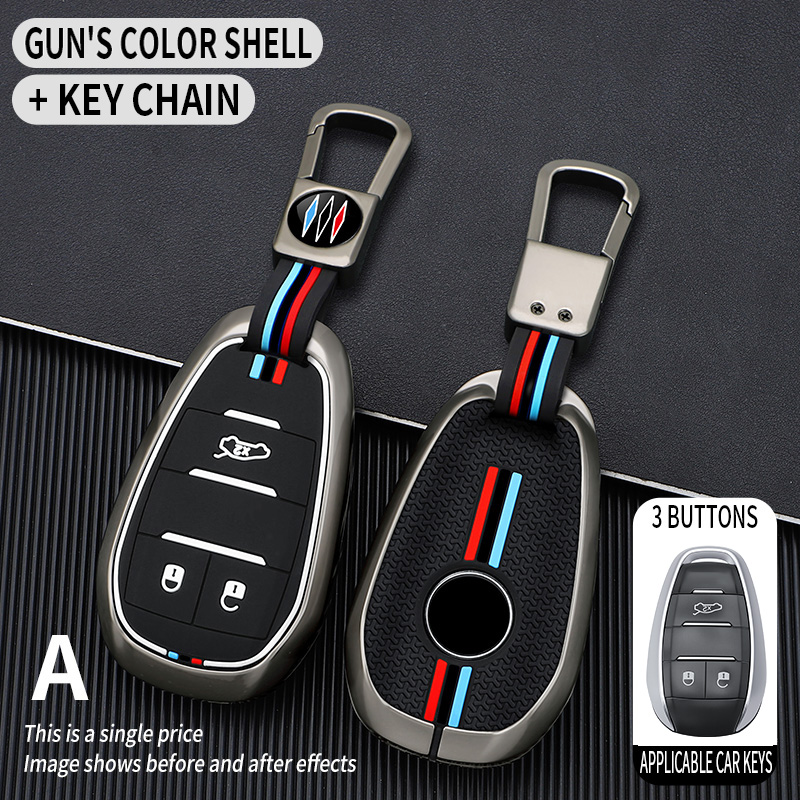 3 Button Gun Metal+Key Ring