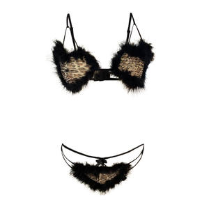 Conjunto de Lencería Sexy para Mujer Viviblook Z0113ST02, Estampado de Leopardo, Sujetador con Forma de Corazón, Tanga, Tallas Grandes, Conjunto de Lencería de Piel Sintética, Disfraces de San Valentín - Product Image 5