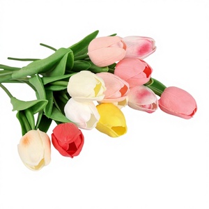 Textured <strong>Tulip</strong> High-End Artificial Flowers Floral Arrangement Living Room Bouquet <strong>Table</strong> Decoration Display - Product Image 1