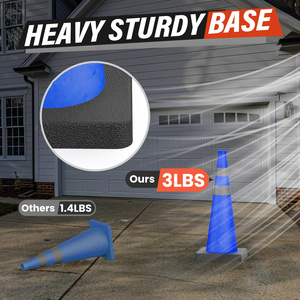 CITICITY 28 Inch Collapsible Traffic Safety Cones with Black Base, Blue Pop-up Cones with Reflective Collars for Road Safety - Product Image 3