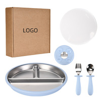Ensemble d'alimentation pour bébé en silicone sans BPA, design ours, bol à ventouse, assiette d'apprentissage, fourchette, cuillère, tasse, 6 pièces, kit de vaisselle pour tout-petits