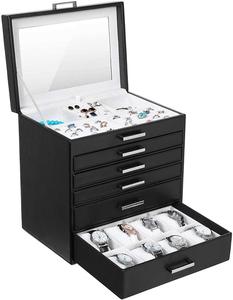 SONGMICS <strong>Jewellery</strong> Box, 6 Layers with 5 <strong>Drawers</strong> and Black Storage Case, Storage <strong>Organiser</strong> JBC138B - Product Image 5