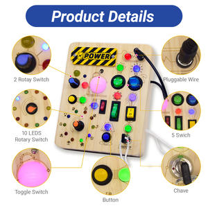 Educazione precoce <span class=keywords><strong>Montessori</strong></span> giocattolo per bambini occupato scheda di simulazione scatola interruttore a LED circuito educativo in <span class=keywords><strong>legno</strong></span> gioco per i più piccoli CPC - Product Image 2