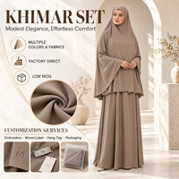 Ensemble 2 pièces Abaya et Khimar en jersey de qualité supérieure pour femmes musulmanes – Tenue de prière modeste avec long Khimar, Hijab et Robe Abaya – Vente en gros