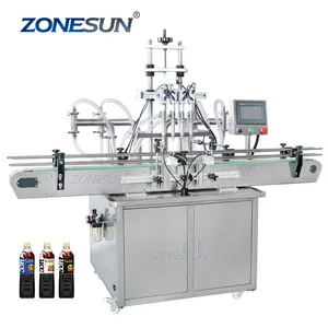 ZONESUN-máquina de llenado de aceite de oliva, cuatro cabezales de champú, detergente líquido, automático, ZS-YT4T-4Y