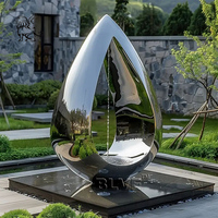 BLVE décoration de jardin extérieur Style moderne métal Art miroir poli circulaire en acier inoxydable fontaine Sculpture