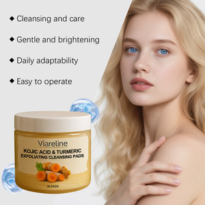 VIARELINE Coussin nettoyant exfoliant au curcuma Soin hydratant nettoyant doux Pores du visage Boîte de draps en <span class=keywords><strong>coton</strong></span> 3 couches - Product Image 5