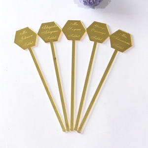 Agitador acrílico personalizado <span class=keywords><strong>para</strong></span> bebidas de cóctel, agitador con diferentes nombres, Decoración de Pastel hexagonal, agitadores de bebidas <span class=keywords><strong>para</strong></span> café y boda - Product Image 3