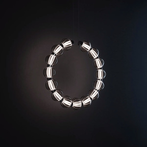 Lámpara de Cristal de Diseño Italiano para Sala de Estar, Estudio, Comedor, Lámpara Colgante sin Parpadeo con Protección Ocular para Mesita de Noche, Perla - Product Image 1