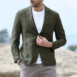 Vestito di moda Casual da <span class=keywords><strong>uomo</strong></span> di vendita calda. <span class=keywords><strong>Giacca</strong></span> <span class=keywords><strong>estiva</strong></span> in <span class=keywords><strong>lino</strong></span> europeo e americano - Product Image 3