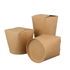 Paper Noodle Box Doner Kebab Takeaway Packaging Box Takeout Container Custom Round Bottom Disposable 16oz 26oz 32oz